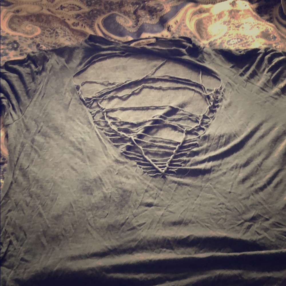 NETTED/SHREDDED OVERSIZED TEE OBO